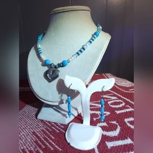 Antique sterling silver pendant necklace with matching earings